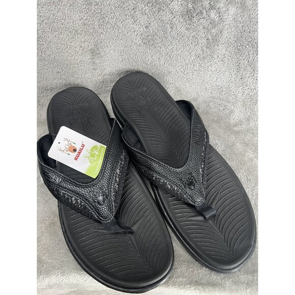 Kuailu Eco-Friendly NWT Men’s Size 12 Black Flip Flop Support Beach Pool - Picture 1 of 10